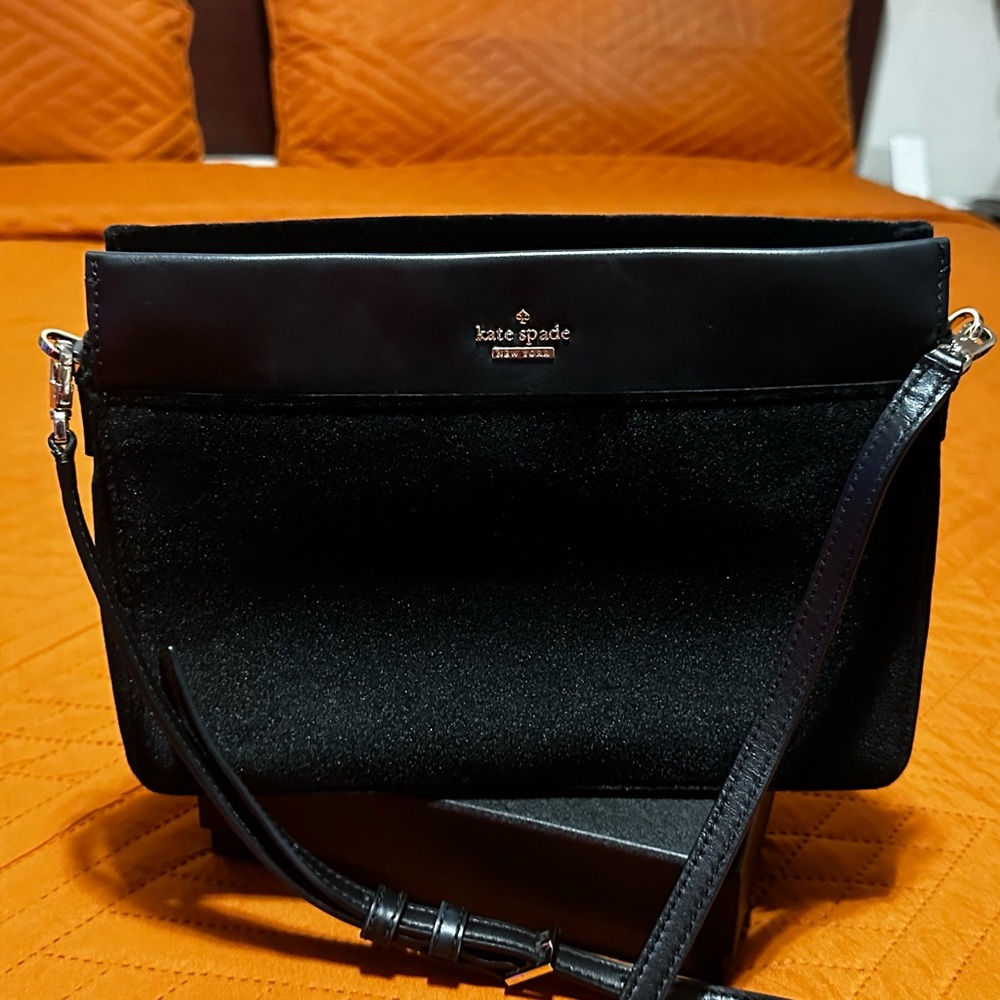 Kate Spade Black Velvet Crossbody Bag